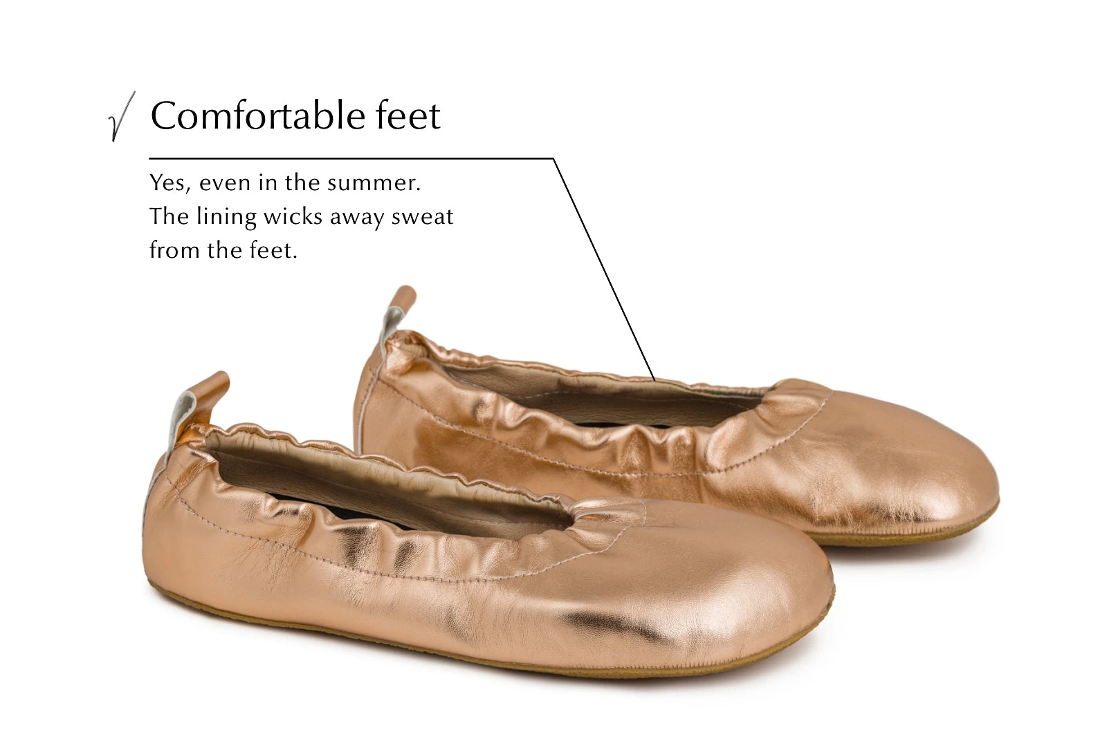 Балетки Ahinsa Chic Barefoot — розовое золото, фото 5