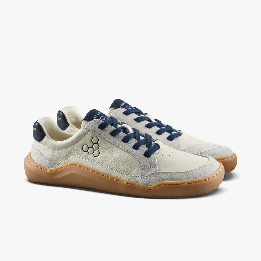 Кроссовки Vivobarefoot Gobi III Sneaker Leather — мужская модель, светло-бежевый с морским синим, фото 4
